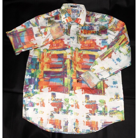 Bugatchi Uomo Classic Fit Men’s Long Button Sleeve Dress Textured Shirt Size XL - Picture 1 of 11